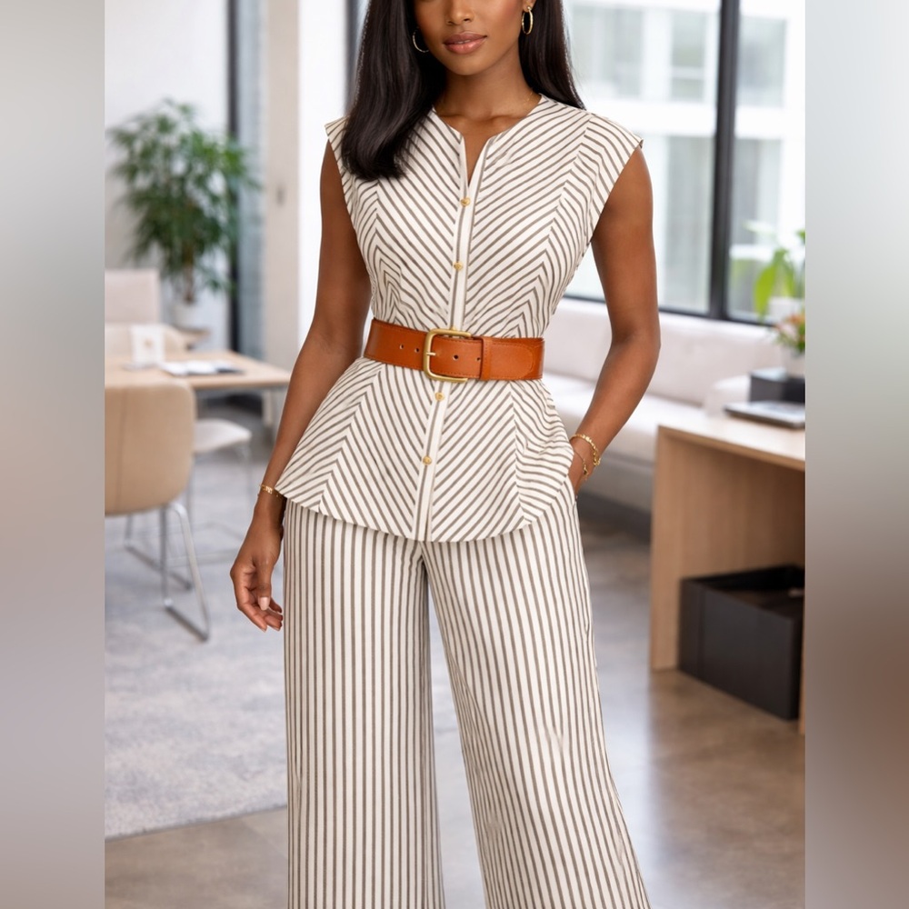 Chic Striped Pantsuit |
